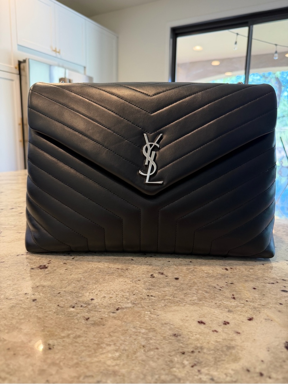 Saint Laurent Large LouLou Matelasse Shoulder Bag with Silver YSL Logo